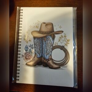 Western Cowgirl Writing Notebook / Journal With Pocket Pages 6" X 8.5"